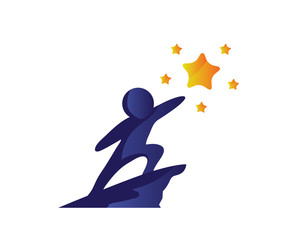 Creative Children Reaching Star Education Logo in Isolated Background