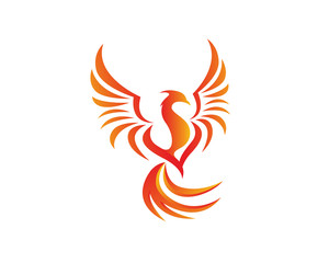 Modern Phoenix Logo Illustration In White Isolated Background