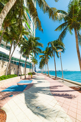 Beautiful promenade in Miami Riverwalk on a sunny day