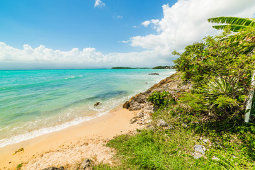 Turquoise sea in Bas du Fort shore in Guadeloupe