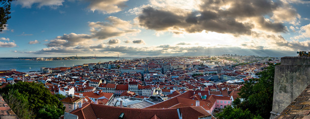 Overview of the city seen from Senhora do Monte, Lisbon, Portugal, jul 2017