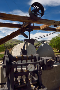 Olive press machinery at Nicols Hostel Restaurant near Luque Spain