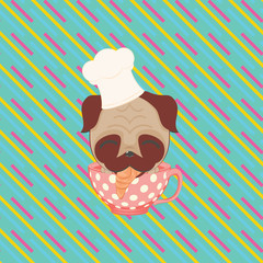 Cute pug in a cup