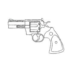 Vintage Revolver Gun. Firearm, pistol. Vector