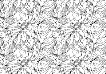 Doodle seamless vector floral pattern