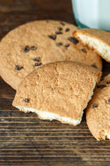 chocolate chip cookies in a plate.