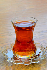 cup of Turkish tea on the table