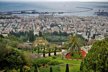 1_Views from high on The Bahai gardens in Haifa, Israel.