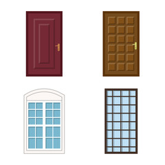 Vector illustration of door and front sign. Collection of door and wooden stock symbol for web.