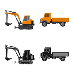 Vector design of build and construction icon. Set of build and machinery vector icon for stock.