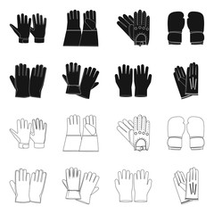 Vector design of glove and winter sign. Collection of glove and equipment stock vector illustration.
