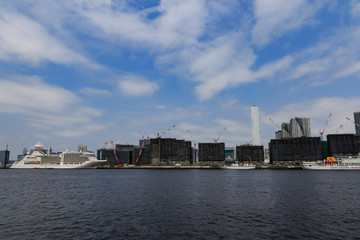 選手村建設が進む晴海埠頭