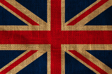 national flag of the country uk, painted on a rough fabric