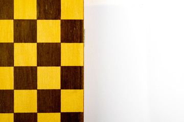 chessboard lies on a white background, copy space