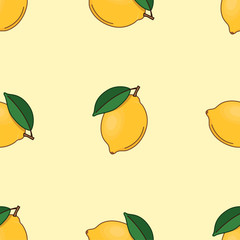 Fruits seamless pattern. Cute vector pattern. Isolated on colored background