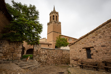 Fototapeta na wymiar Church of Our Lady of the Snows in Miravete de la Sierra village, province of Teruel, Aragon, Spain