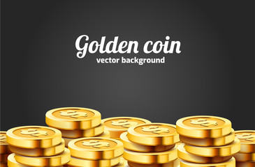 A lot of coins on black background. Jackpot or success concept. Modern background.