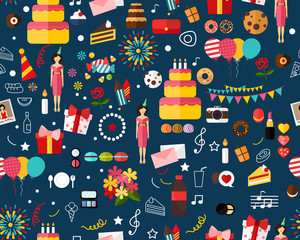 Vector flat seamless texture pattern happy birthday .