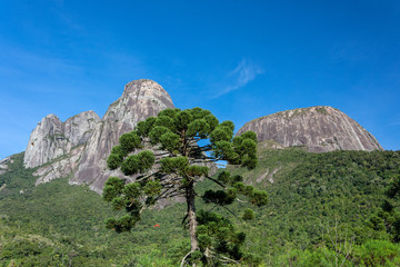 Amazing view of the Three Peaks State Park at Nova Friburgo city, state of Rio de Janeiro, where...