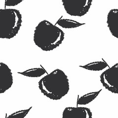 Seamless vector monochrome pattern grunge post stamp apple