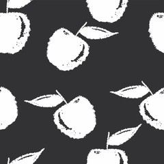 Seamless vector monochrome pattern grunge post stamp apple