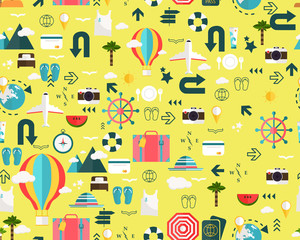 Vector flat seamless texture pattern holiday vacation travel .