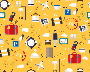 Vector flat seamless texture pattern hotel services .