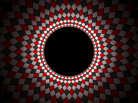 background full color harlequin black white red torus 3d