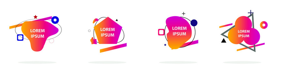 Set of abstract modern graphic elements. Colorful vector gradient shapes composition. Template for design, banner, flyer, poster, wallpaper, brochure, smartphone screen, mobile app