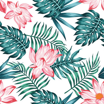 Floral seamless pattern white background