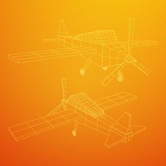 Plane Abstract polygonal wireframe airplane. Travel aircraft, tourism and vacation concept. Wireframe low poly mesh vector illustration