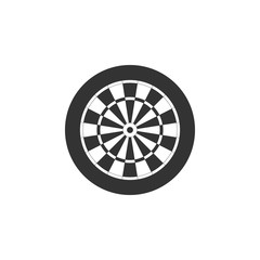 Classic darts board with twenty black and white sectors icon isolated. Dart board sign. Dartboard sign. Game concept. Flat design. Vector Illustration