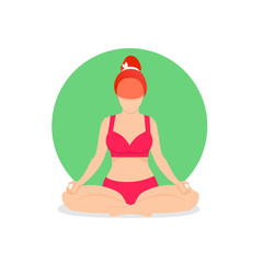 Yoga Girl Meditate in Lotus Position Relaxation