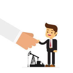 Businessman and Arab businessman handshake deal oil drilling business