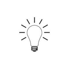 Light bulb with rays shine icon isolated. Energy and idea symbol. Lamp electric. Flat design. Vector Illustration