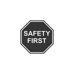 Safety First octagonal shape icon isolated. Flat design. Vector Illustration