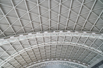 interior view of ceiling with steel structure