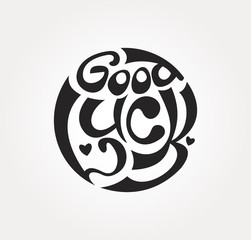 good luck inscription inscribed in a circle and stylized monochrome