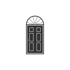 Closed door icon isolated. Flat design. Vector Illustration