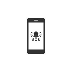 SOS call icon isolated. 911, emergency, help, warning, alarm. Flat design. Vector Illustration