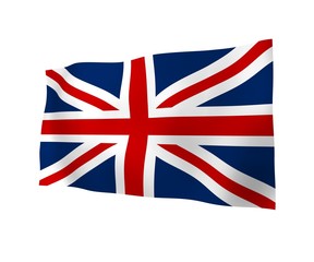 Waving flag of the Great Britain. British flag. United Kingdom of Great Britain and Northern Ireland. State symbol of the UK. 3D illustration