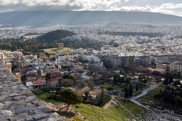 Panoramic view of city of Athens from Acropolis, Attica, Greece