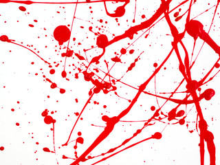 Obraz premium Red Paint Drips and splash on White background