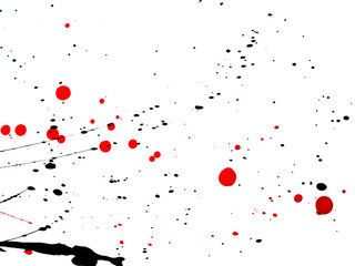 Red and black Paint Drips and splash on White background