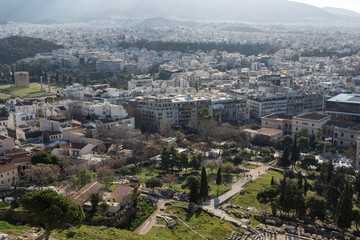 Obraz premium Panoramic view of city of Athens from Acropolis, Attica, Greece