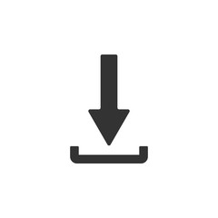 Download icon isolated. Upload button. Load symbol. Arrow point to down. Flat design. Vector Illustration