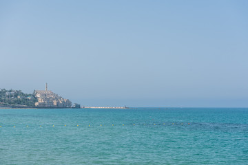 Obraz premium Cityscape of Jaffa as seen from Tel Aviv, Tel Aviv, Israel