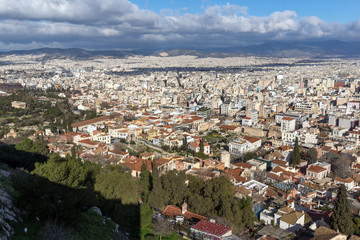 Panoramic view of city of Athens from Acropolis, Attica, Greece