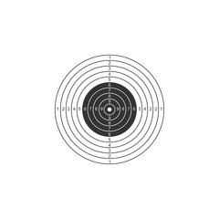 Target sport for shooting competition icon isolated. Clean target with numbers for shooting range or pistol shooting. Flat design. Vector Illustration