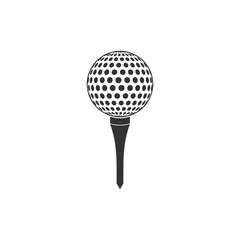 Golf ball on tee icon isolated. Flat design. Vector Illustration